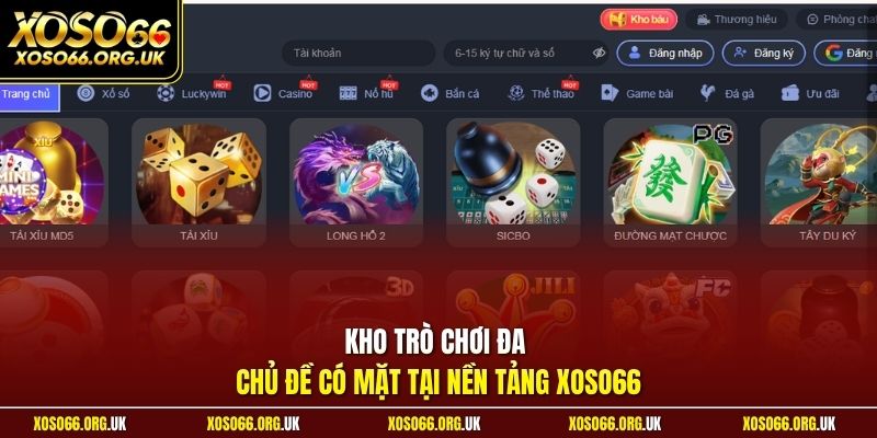 Kho trò chơi đa chủ đề có mặt tại nền tảng XOSO66